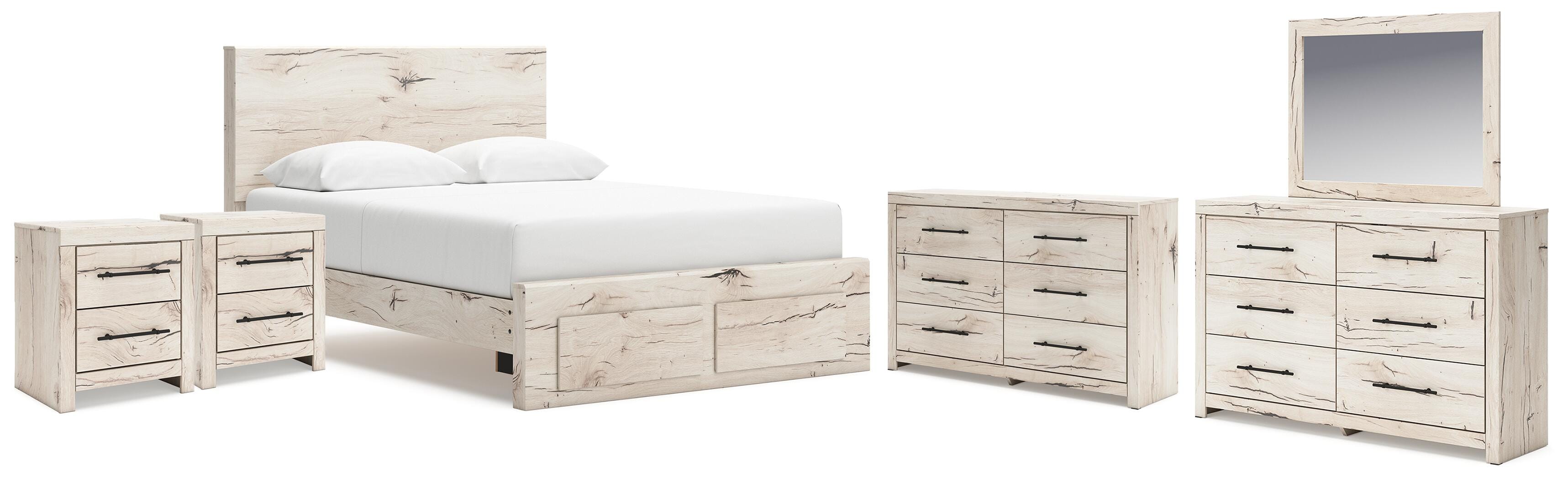 Lawroy Storage Bed, 2 Dressers, Mirror and 2 Nightstands