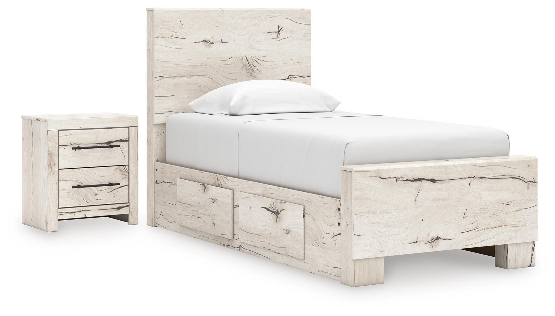 Lawroy Panel Bed with Storage and Nightstand