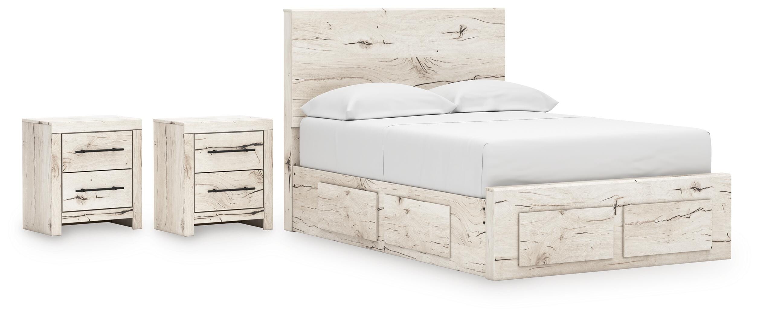Lawroy Panel Storage Bed and 2 Nightstands