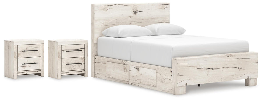 Lawroy Panel Bed with Storage and 2 Nightstands