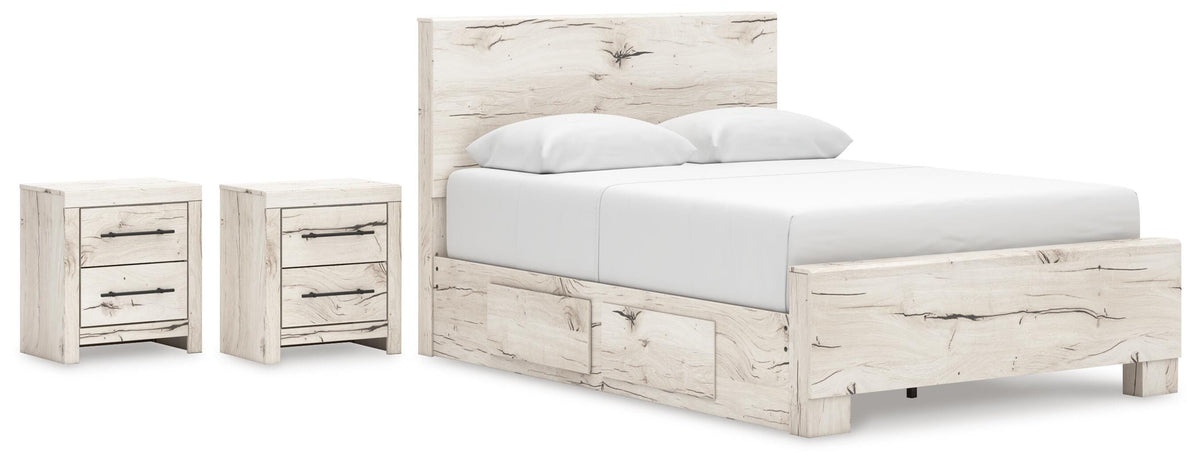 Lawroy Panel Bed with Storage and 2 Nightstands