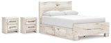 Lawroy Panel Bed with Storage and 2 Nightstands