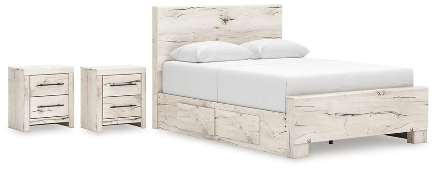 Lawroy Panel Bed with Storage and 2 Nightstands
