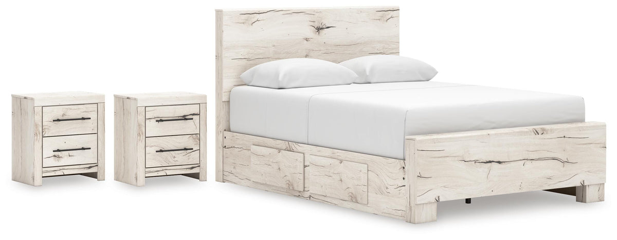 Lawroy Panel Bed with Storage and 2 Nightstands