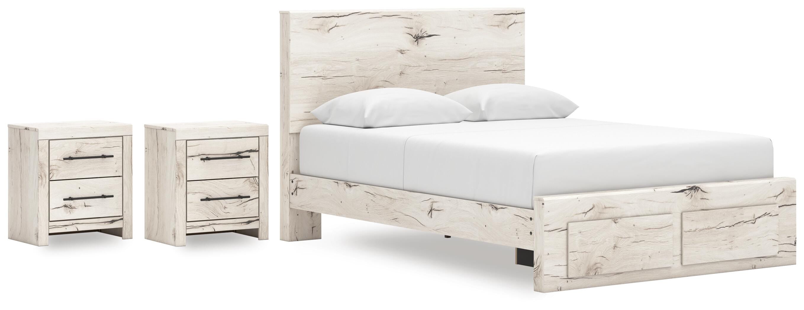 Lawroy Panel Storage Bed and 2 Nightstands