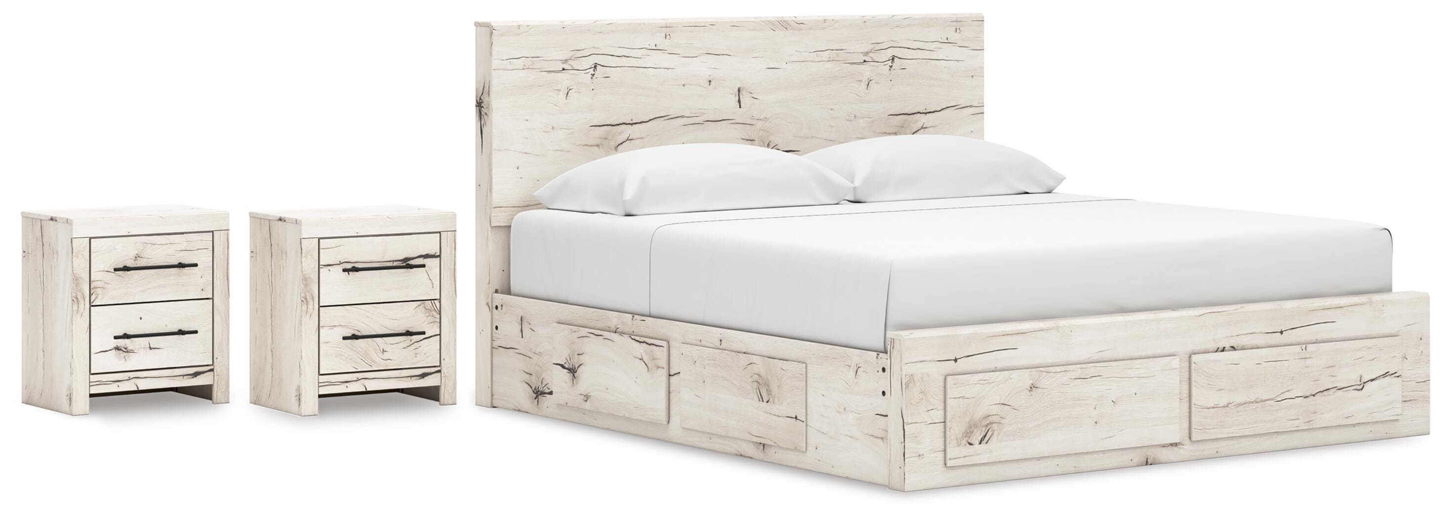 Lawroy Panel Storage Bed and 2 Nightstands