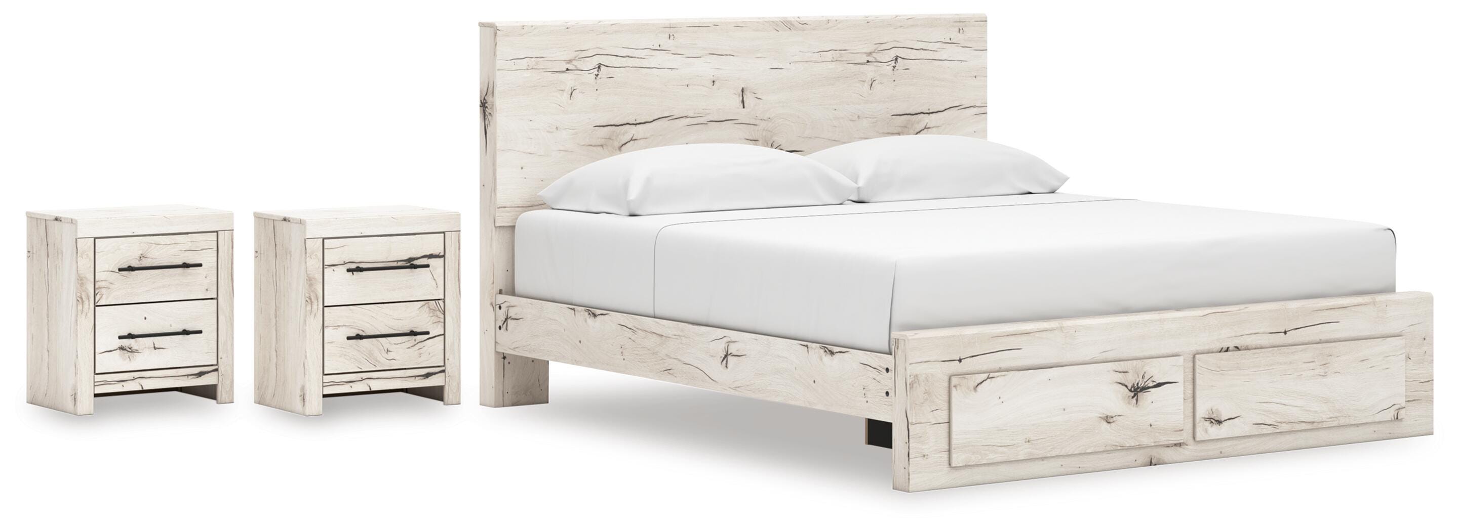 Lawroy Panel Storage Bed and 2 Nightstands
