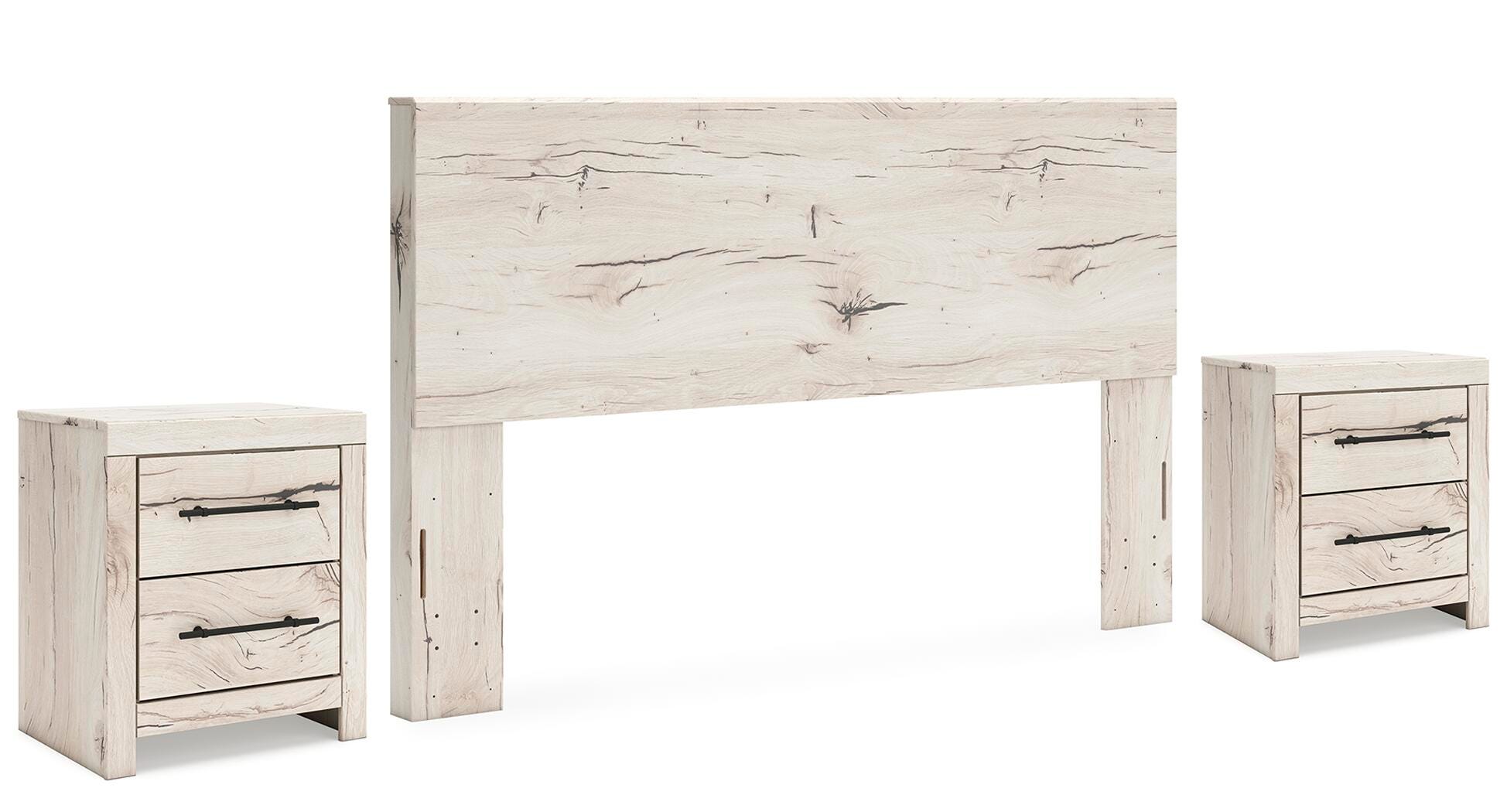Lawroy Panel Headboard and 2 Nightstands