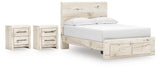 Lawroy Panel Storage Bed and 2 Nightstands