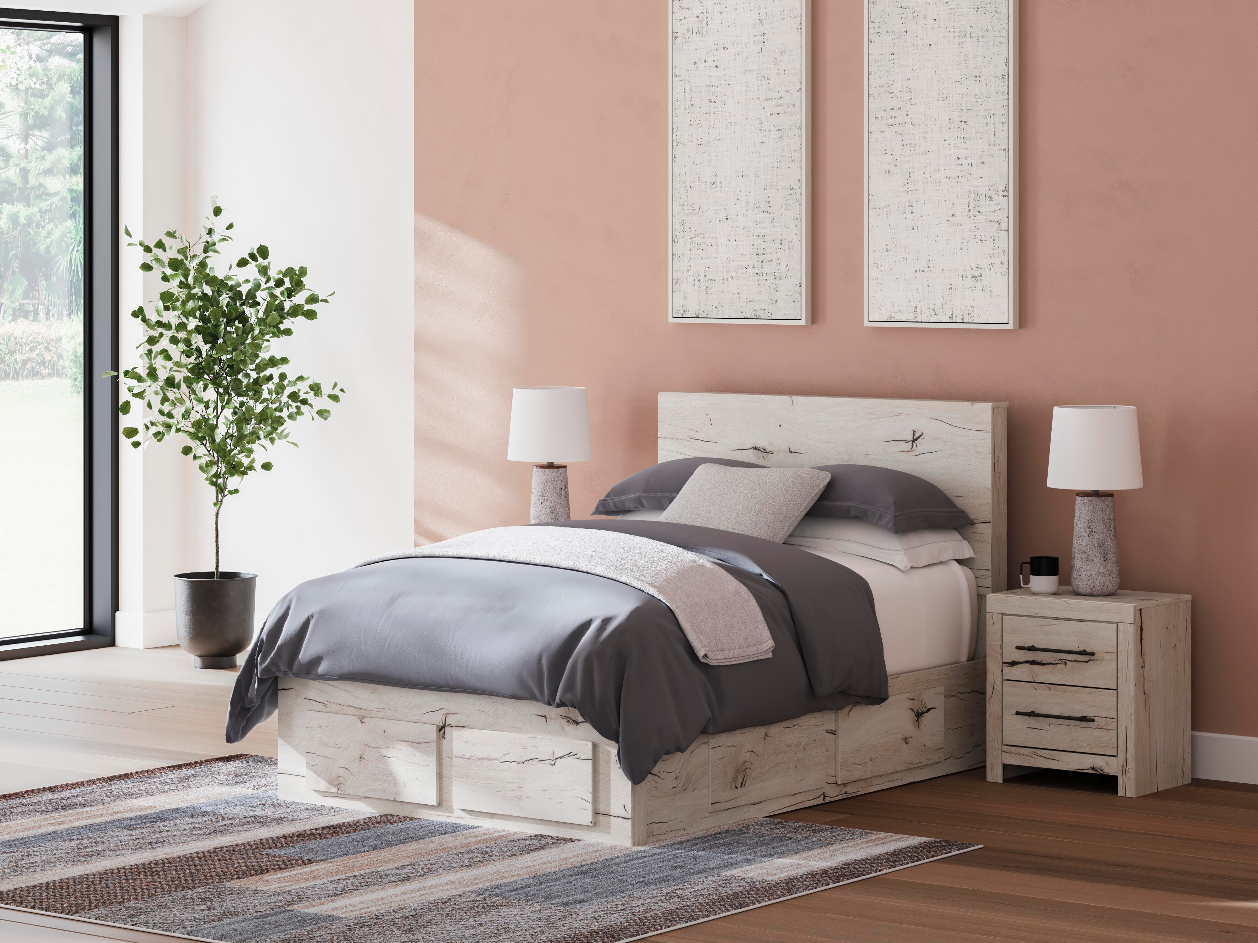 Lawroy Panel Storage Bed and 2 Nightstands