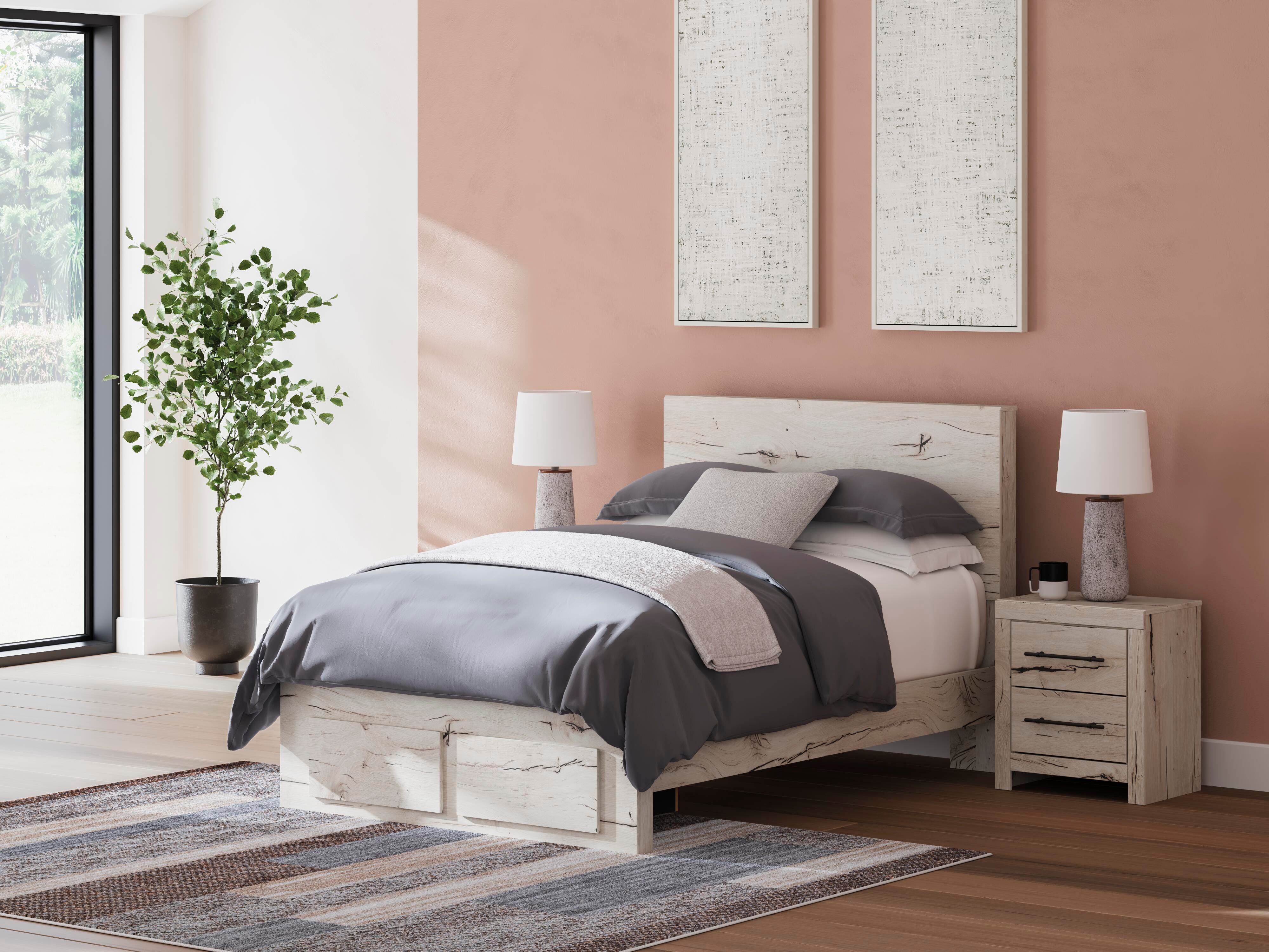 Lawroy Panel Storage Bed, Dresser, Mirror and Nightstand