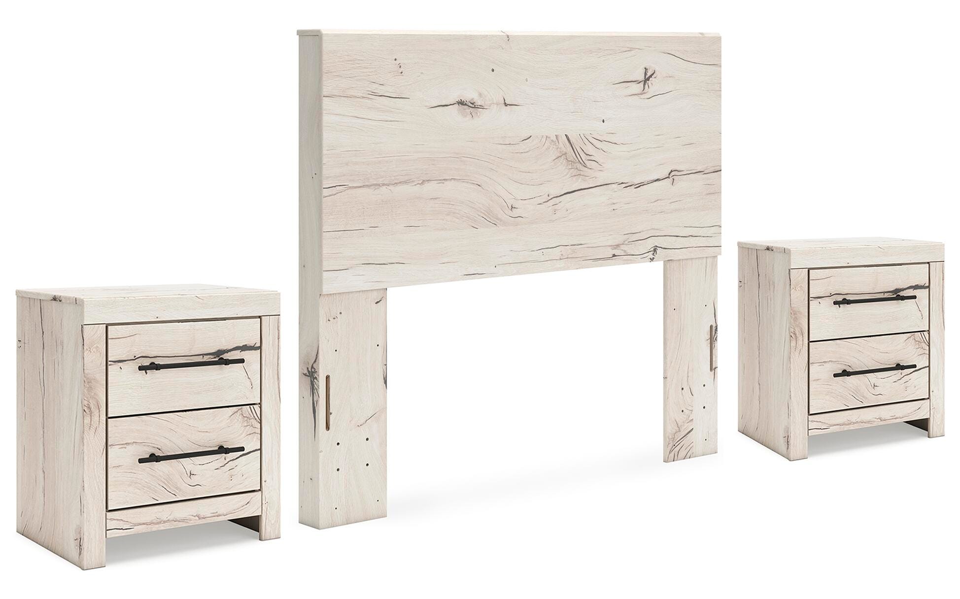 Lawroy Panel Headboard and 2 Nightstands