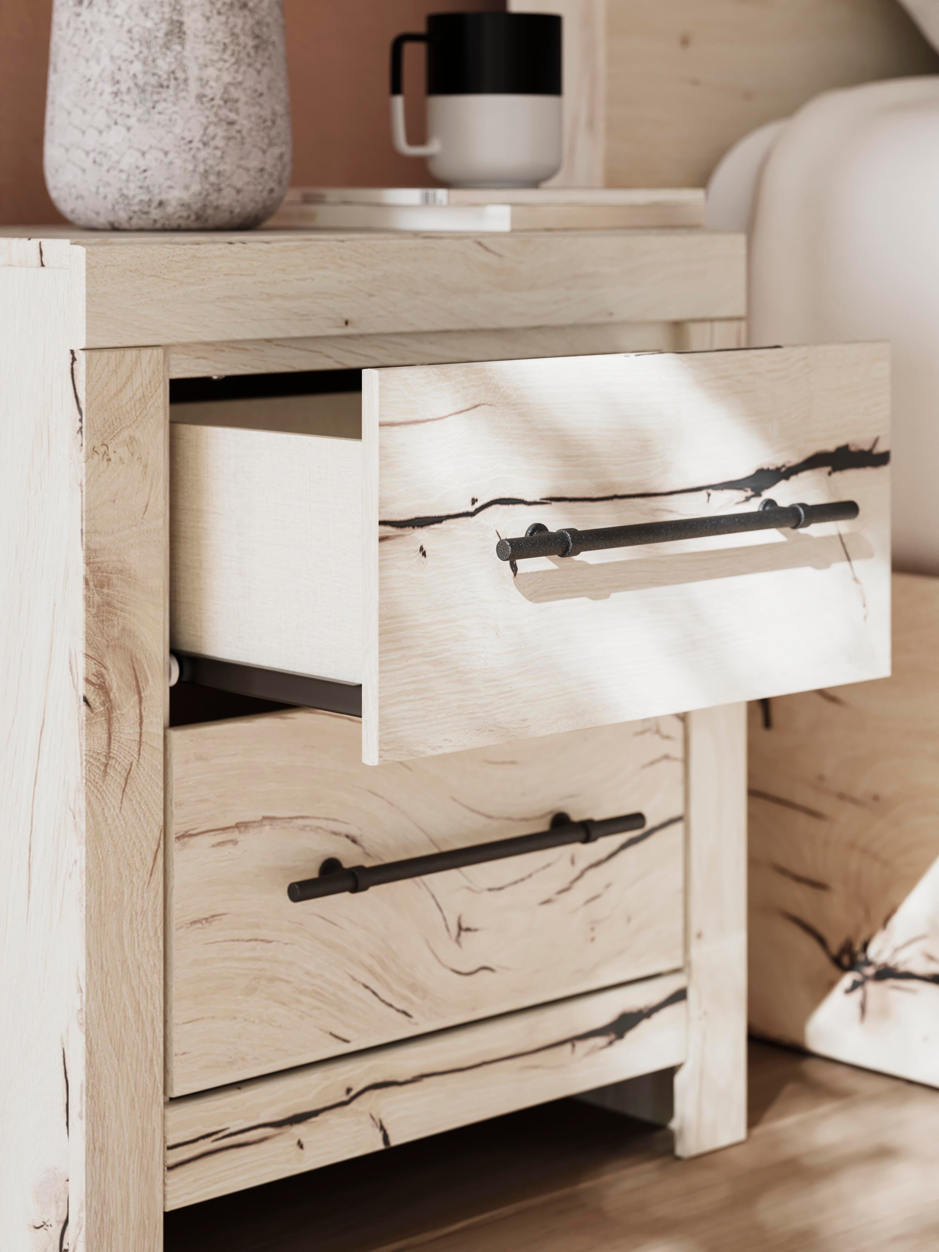 Lawroy Panel Bed with Storage and 2 Nightstands