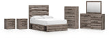 Graystorm Panel Bed with Storage, Dresser, Mirror, Chest and 2 Nightstands