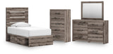 Graystorm Panel Storage Bed, Dresser, Mirror and Chest