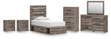 Graystorm Panel Storage Bed, Dresser, Mirror, Chest and 2 Nightstands
