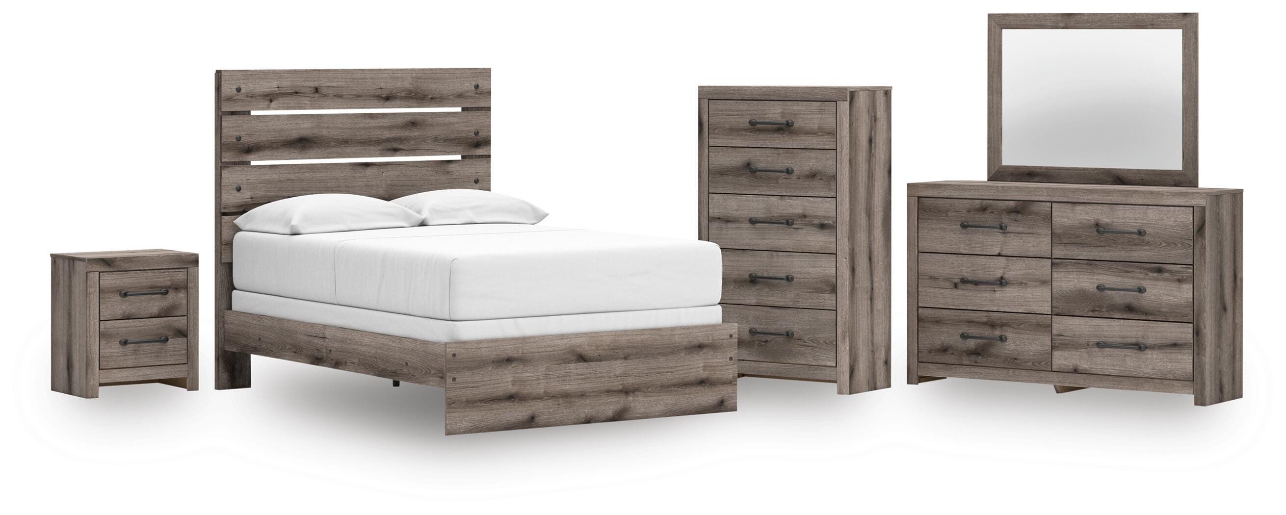 Graystorm Panel Bed, Dresser, Mirror, Chest and Nightstand