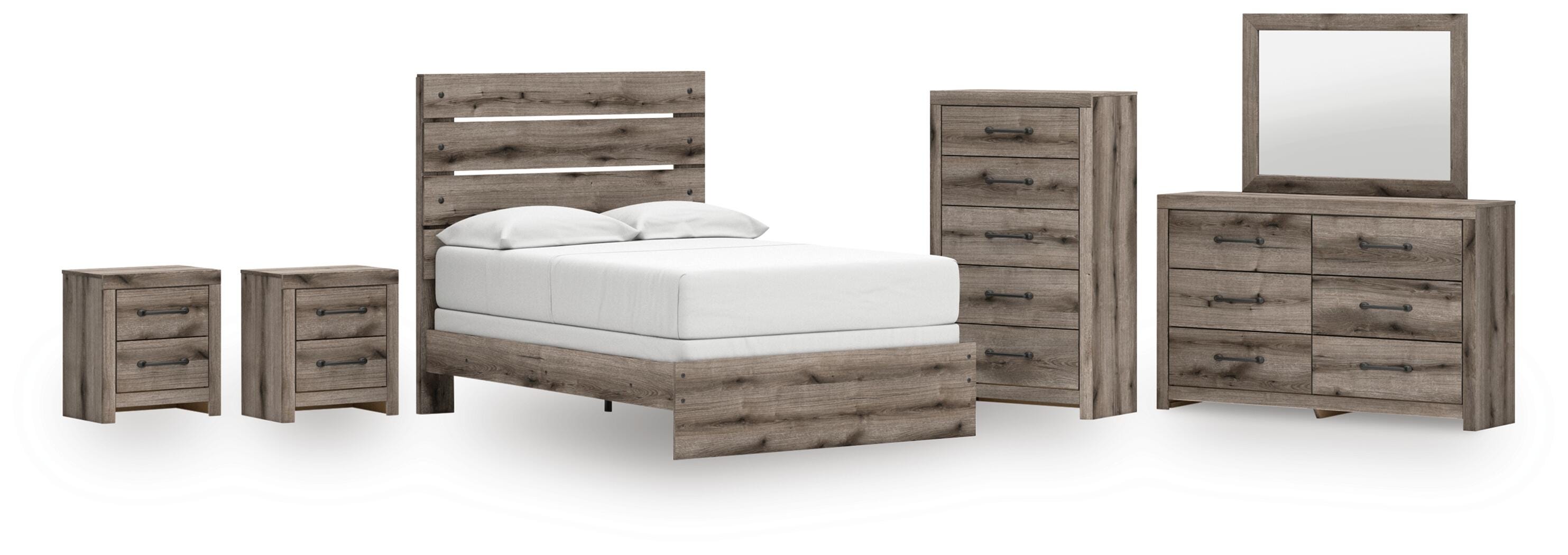 Graystorm Panel Bed, Dresser, Mirror, Chest and 2 Nightstands