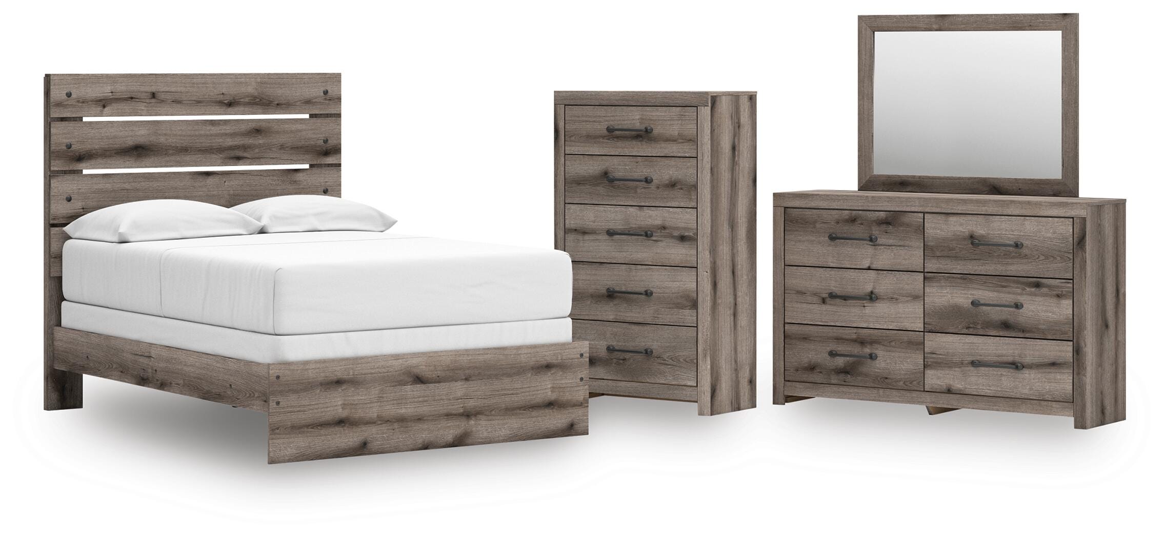 Graystorm Panel Bed, Dresser, Mirror and Chest