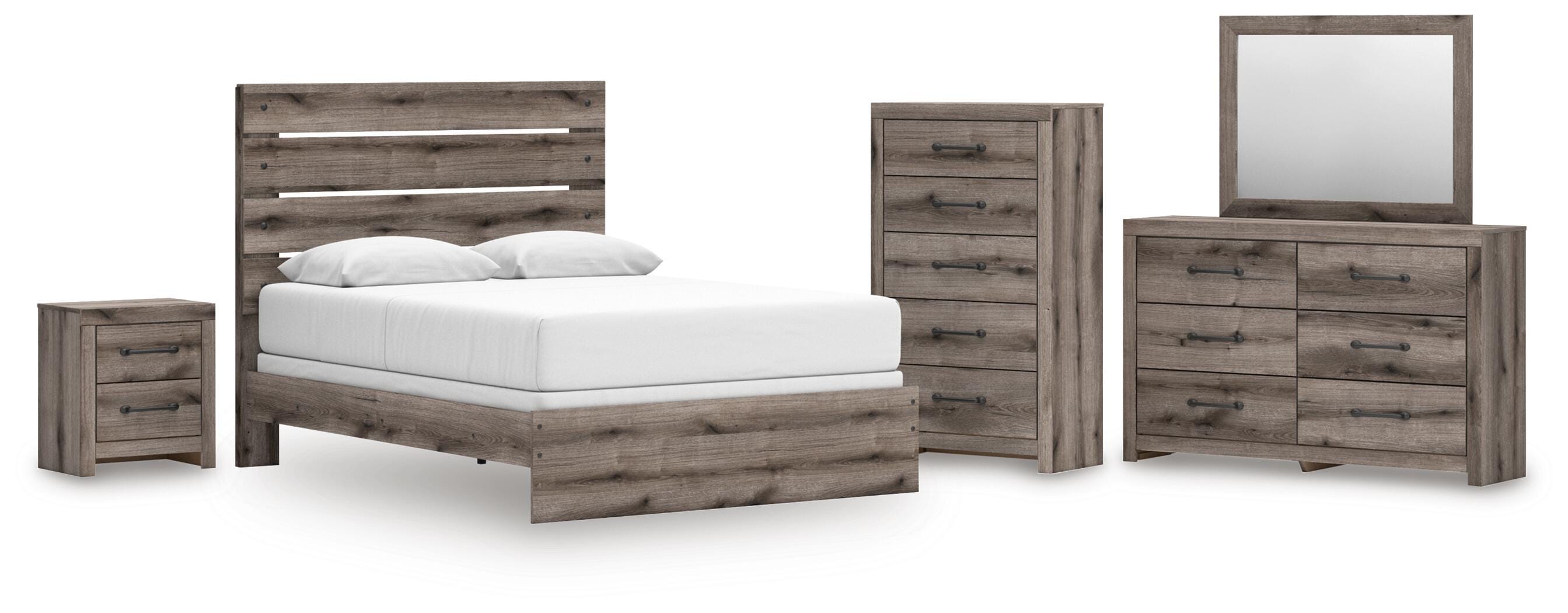 Graystorm Panel Bed, Dresser, Mirror, Chest and Nightstand