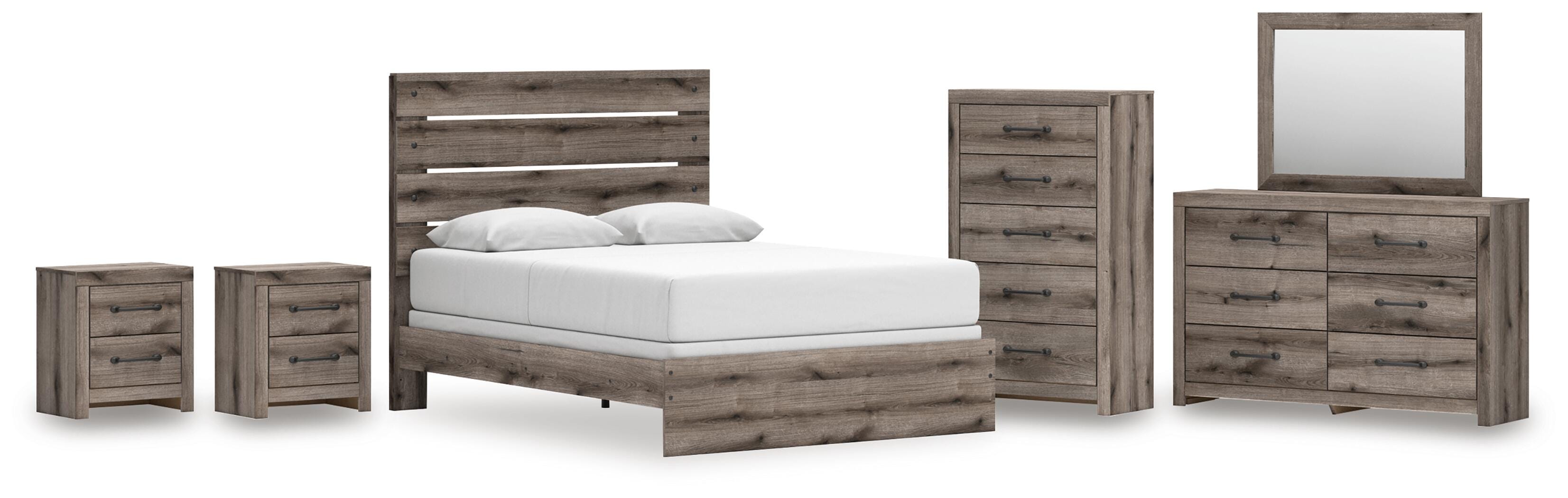 Graystorm Panel Bed, Dresser, Mirror, Chest and 2 Nightstands