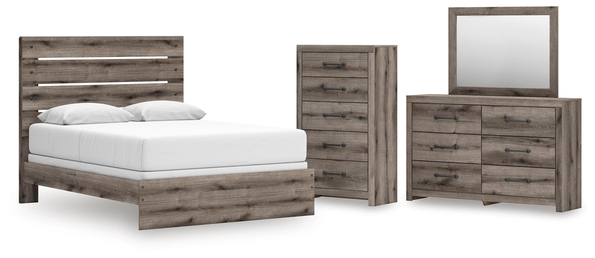 Graystorm Panel Bed, Dresser, Mirror and Chest