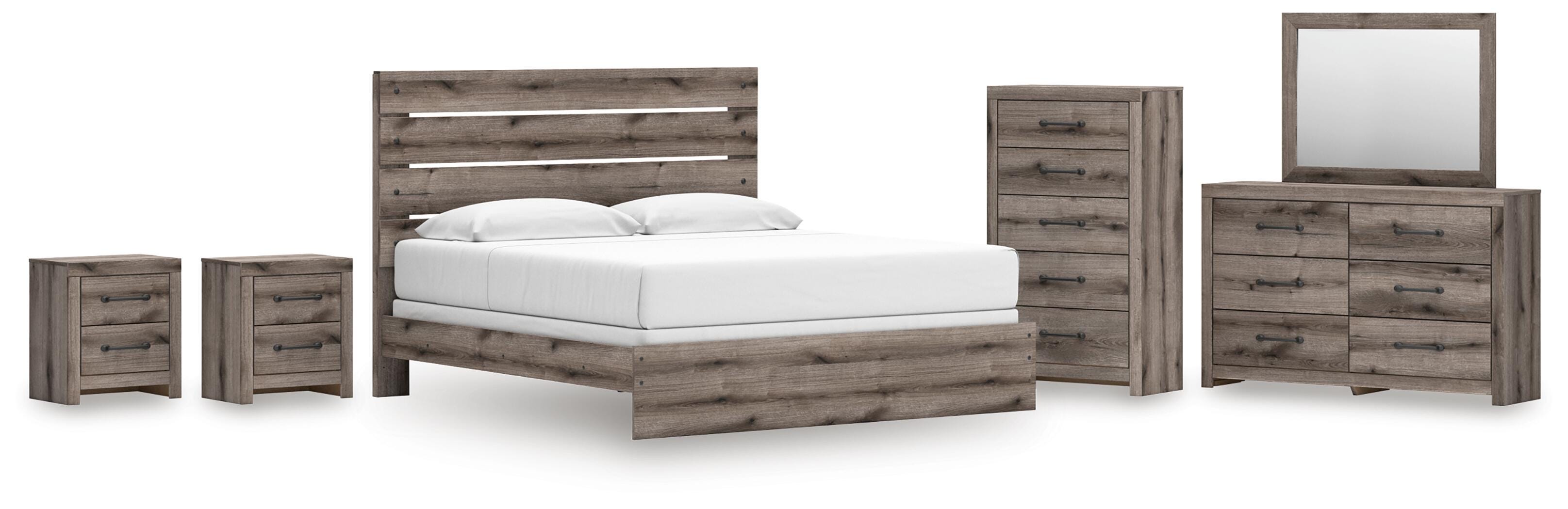 Graystorm Panel Bed, Dresser, Mirror, Chest and 2 Nightstands