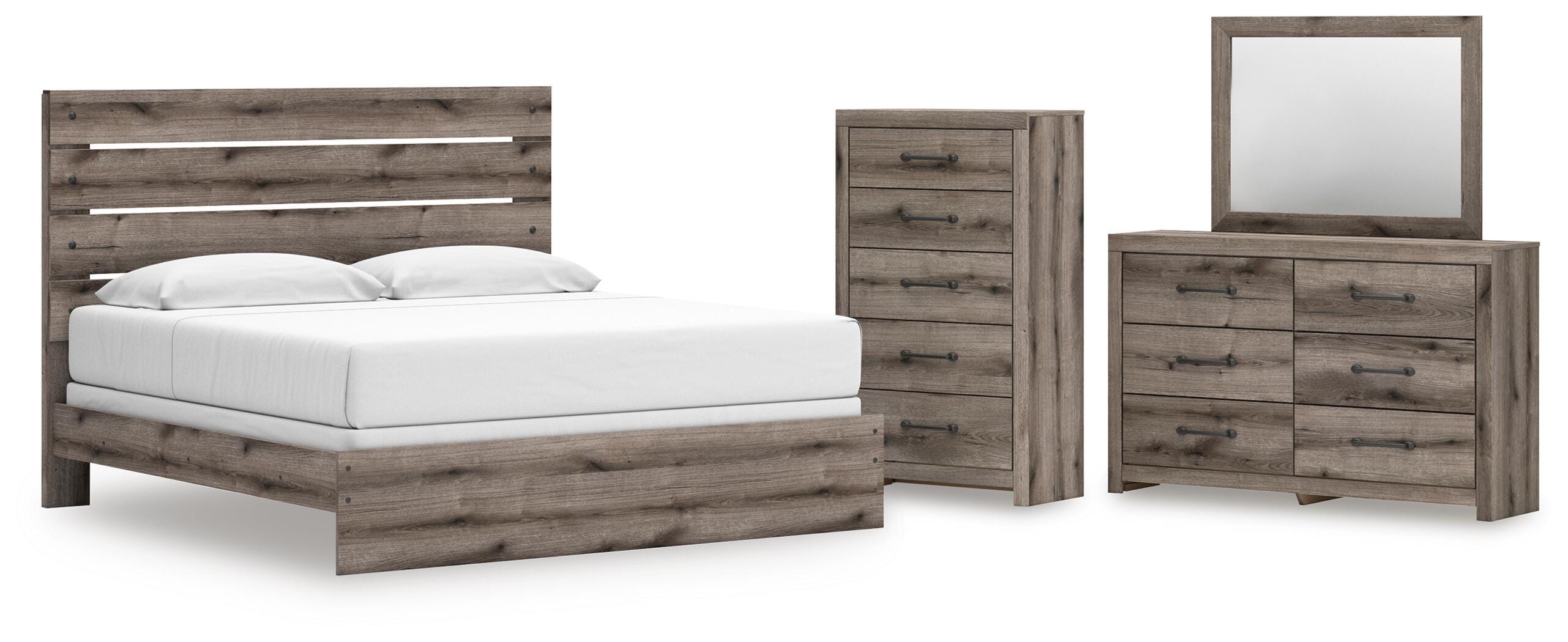 Graystorm Panel Bed, Dresser, Mirror and Chest