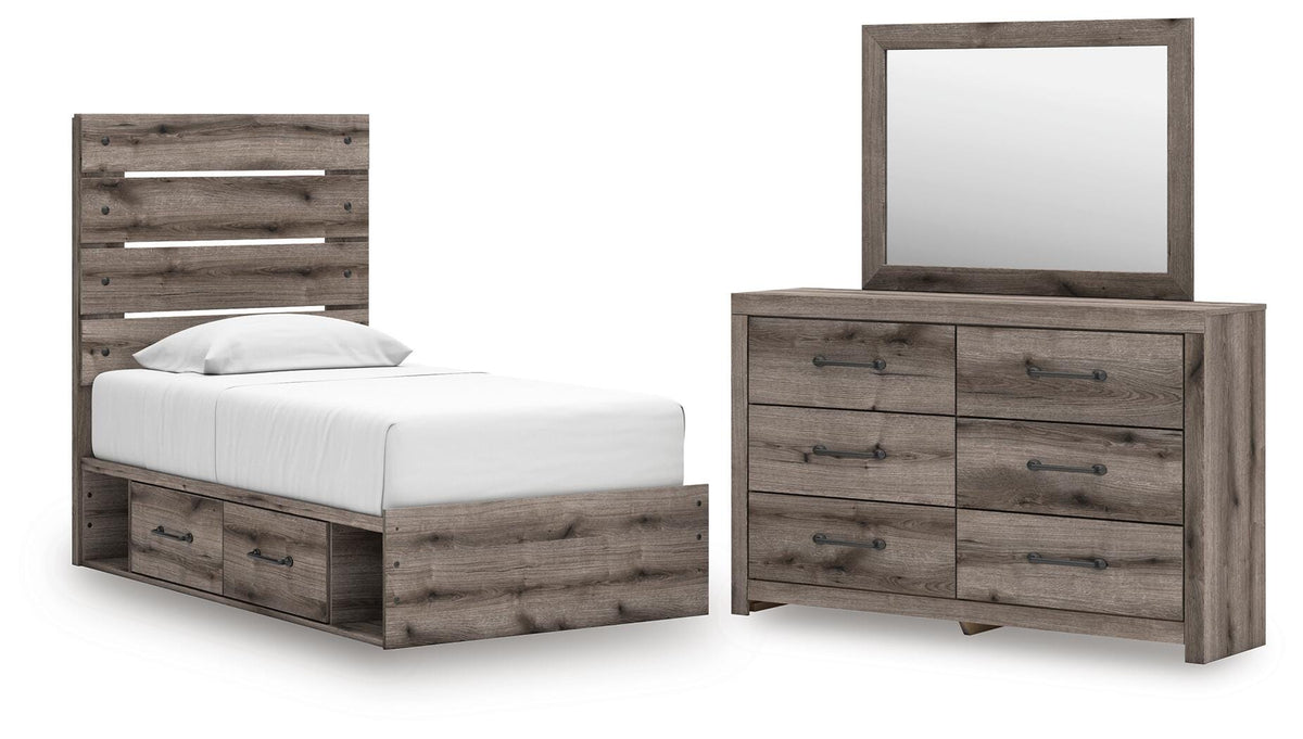 Graystorm Panel Storage Bed, Dresser and Mirror