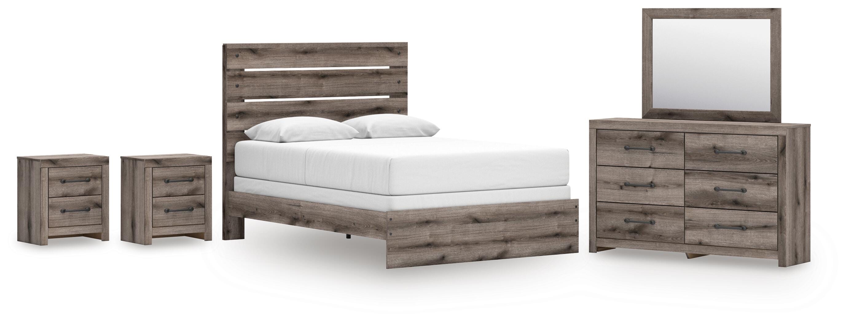 Graystorm Panel Bed, Dresser, Mirror and 2 Nightstands