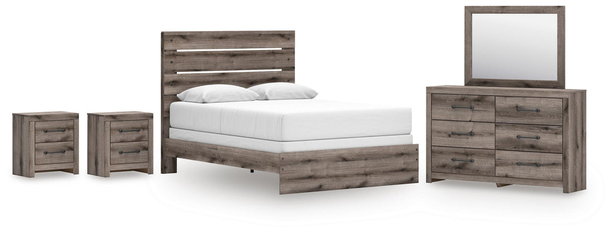 Graystorm Panel Bed, Dresser, Mirror and 2 Nightstands