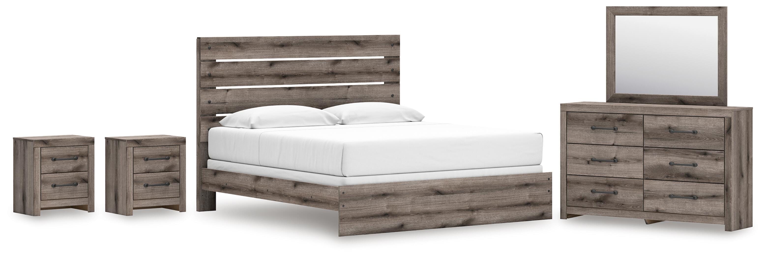 Graystorm Panel Bed, Dresser, Mirror and 2 Nightstands
