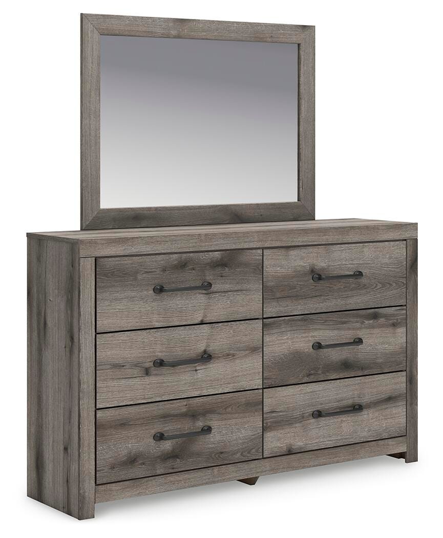 Graystorm Panel Bed with Storage, Dresser and Mirror