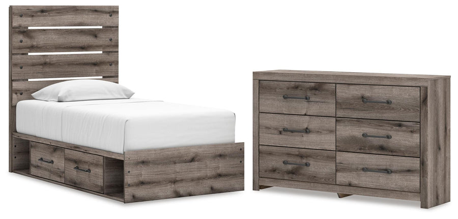 Graystorm Panel Bed with Storage and Dresser