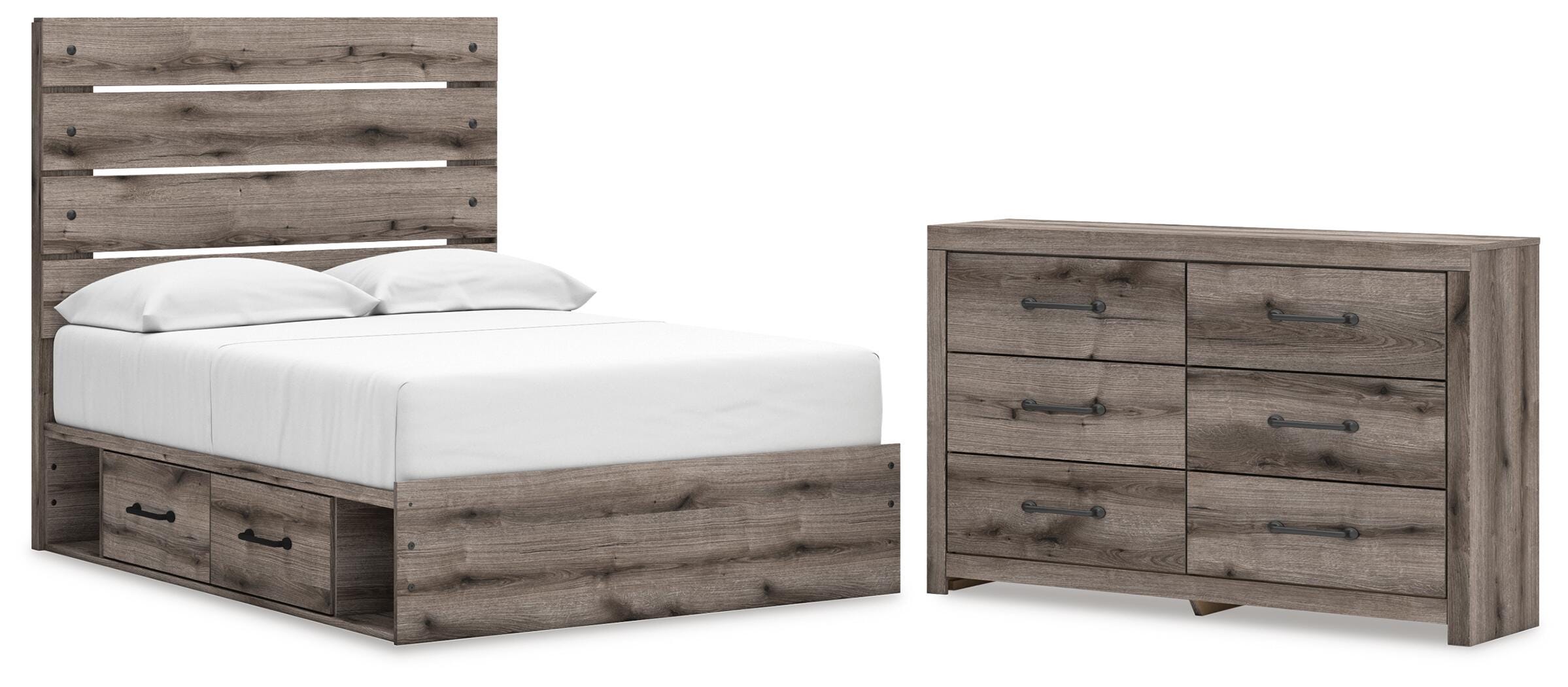 Graystorm Panel Bed with Storage and Dresser