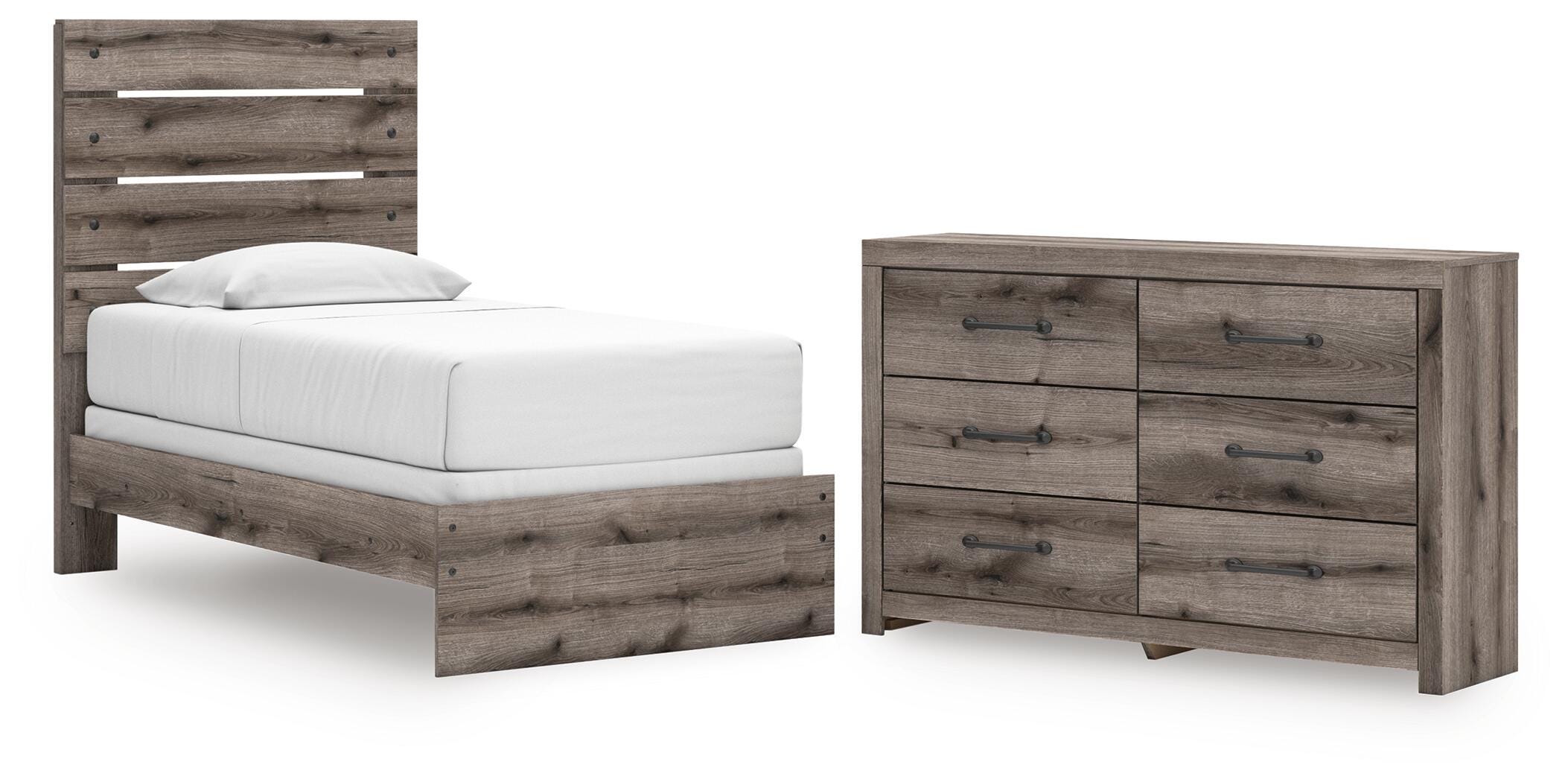 Graystorm Panel Bed and Dresser