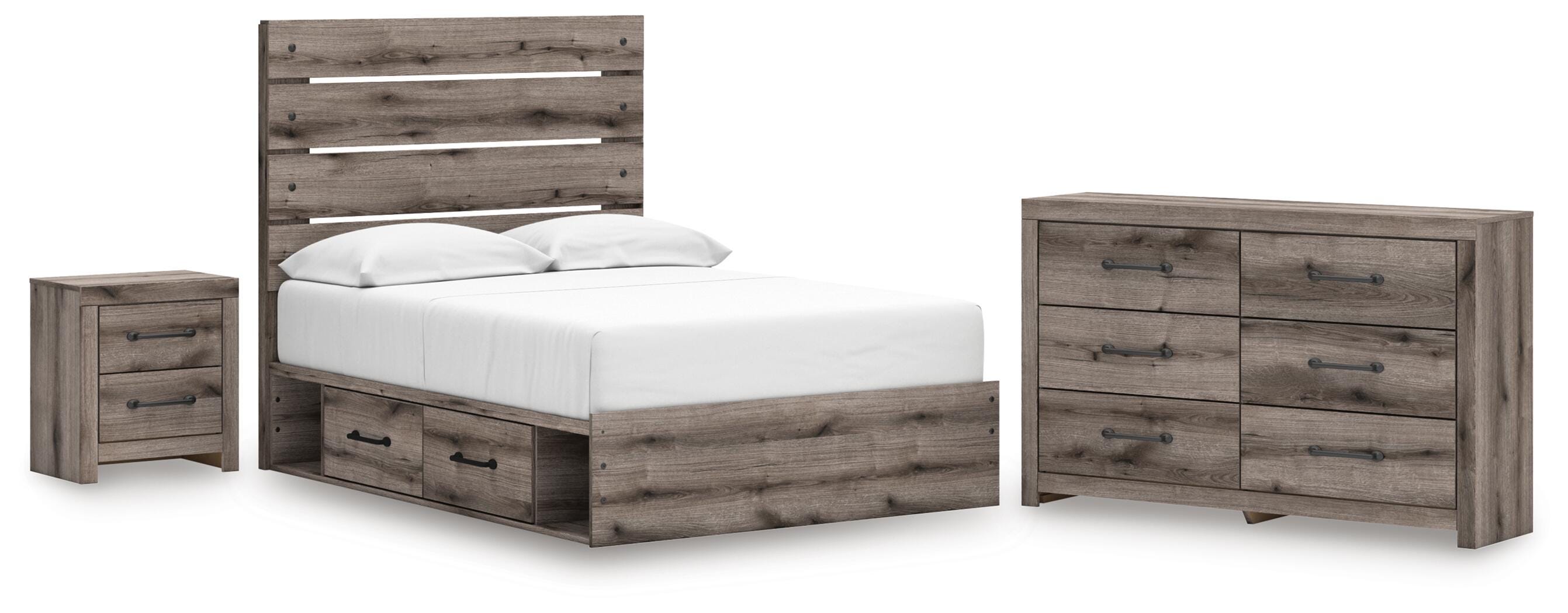 Graystorm Panel Storage Bed, Dresser and Nightstand