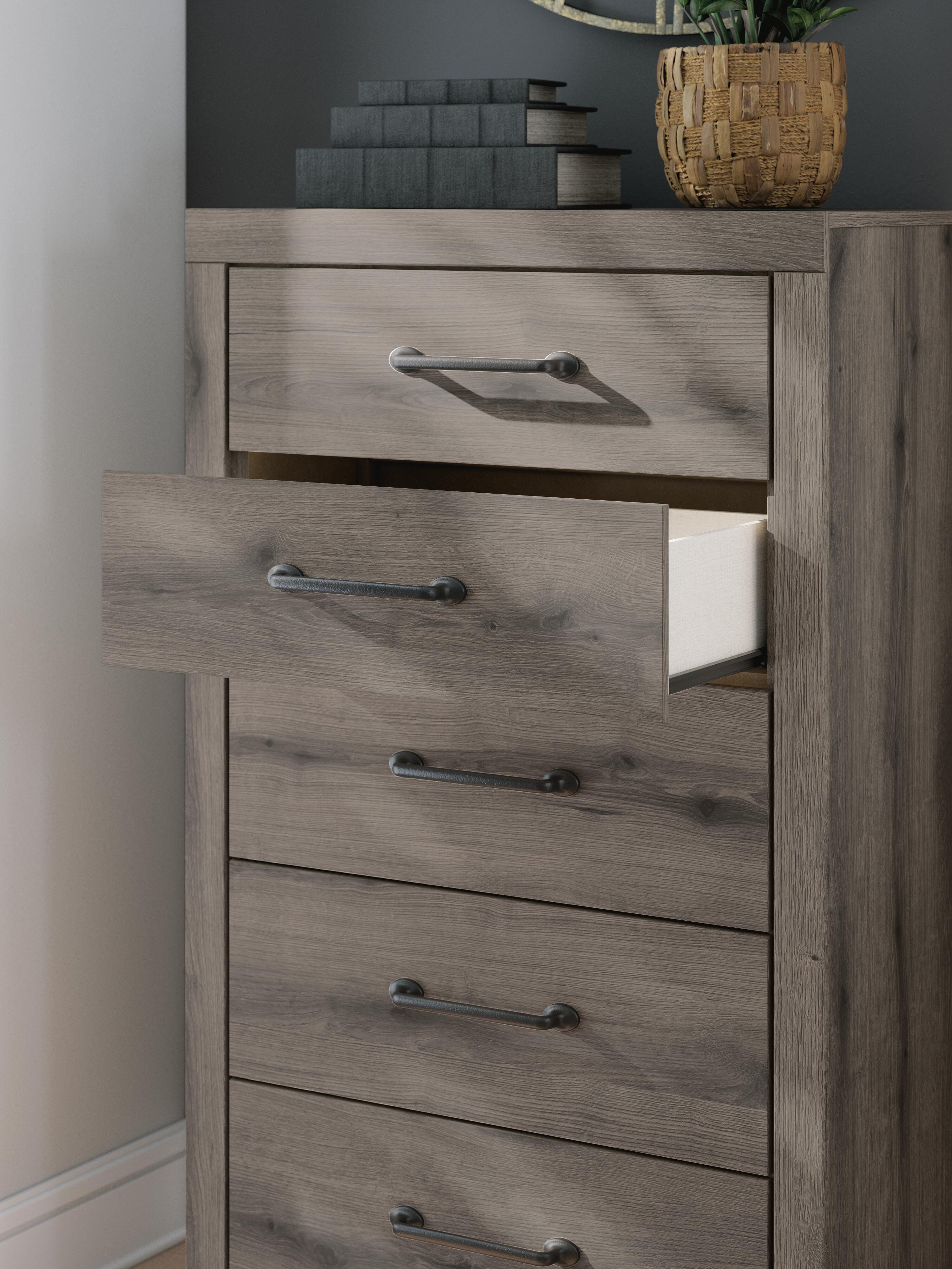 Graystorm Panel Bed with Storage, Dresser, Mirror, Chest and 2 Nightstands