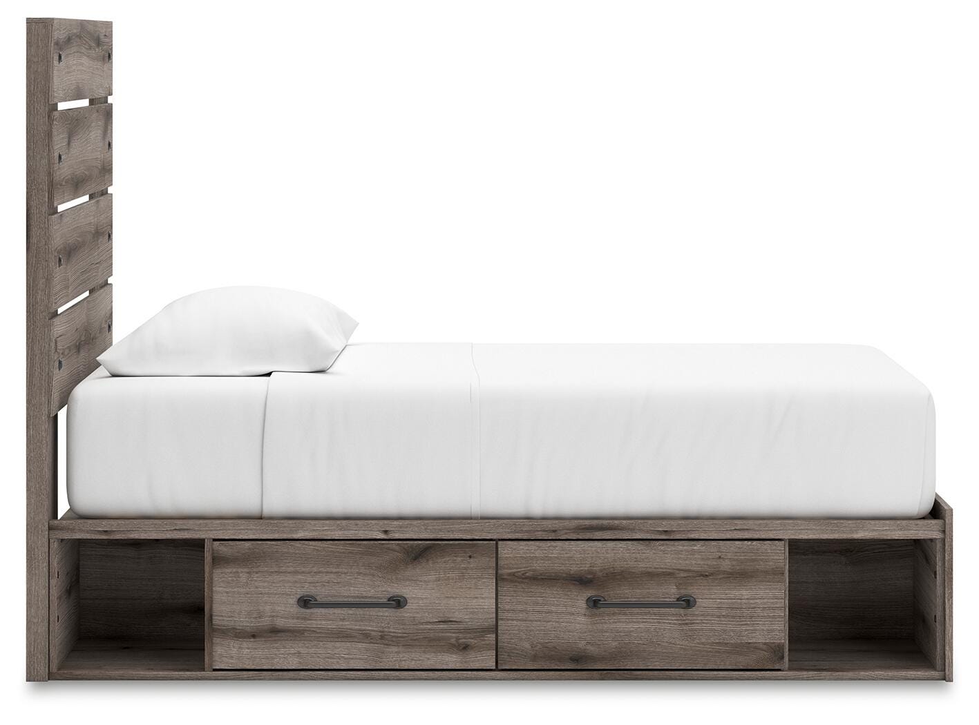 Graystorm Panel Bed with Storage, Dresser and Nightstand