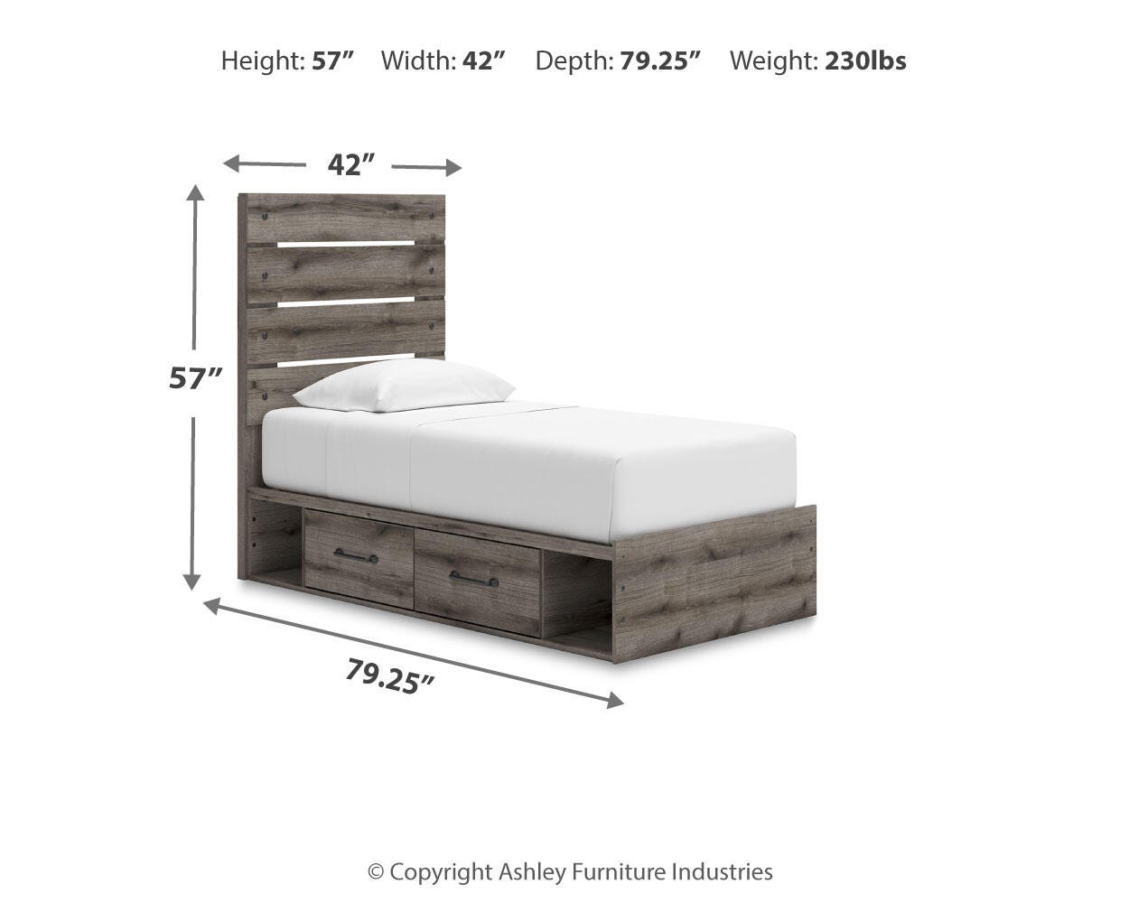 Graystorm Panel Bed with Storage, Dresser, Mirror and Chest