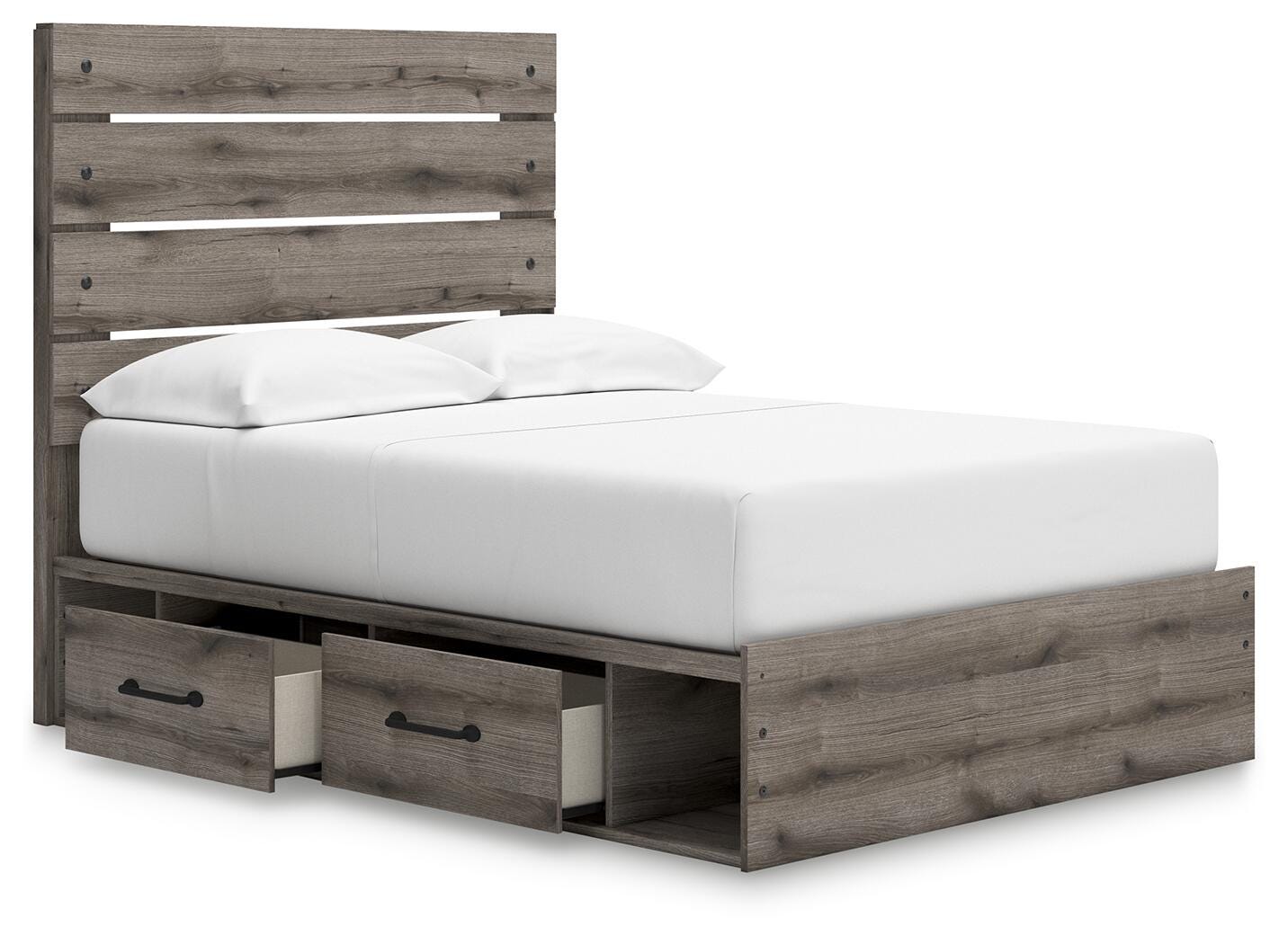 Graystorm Panel Storage Bed, Dresser, Mirror and 2 Nightstands