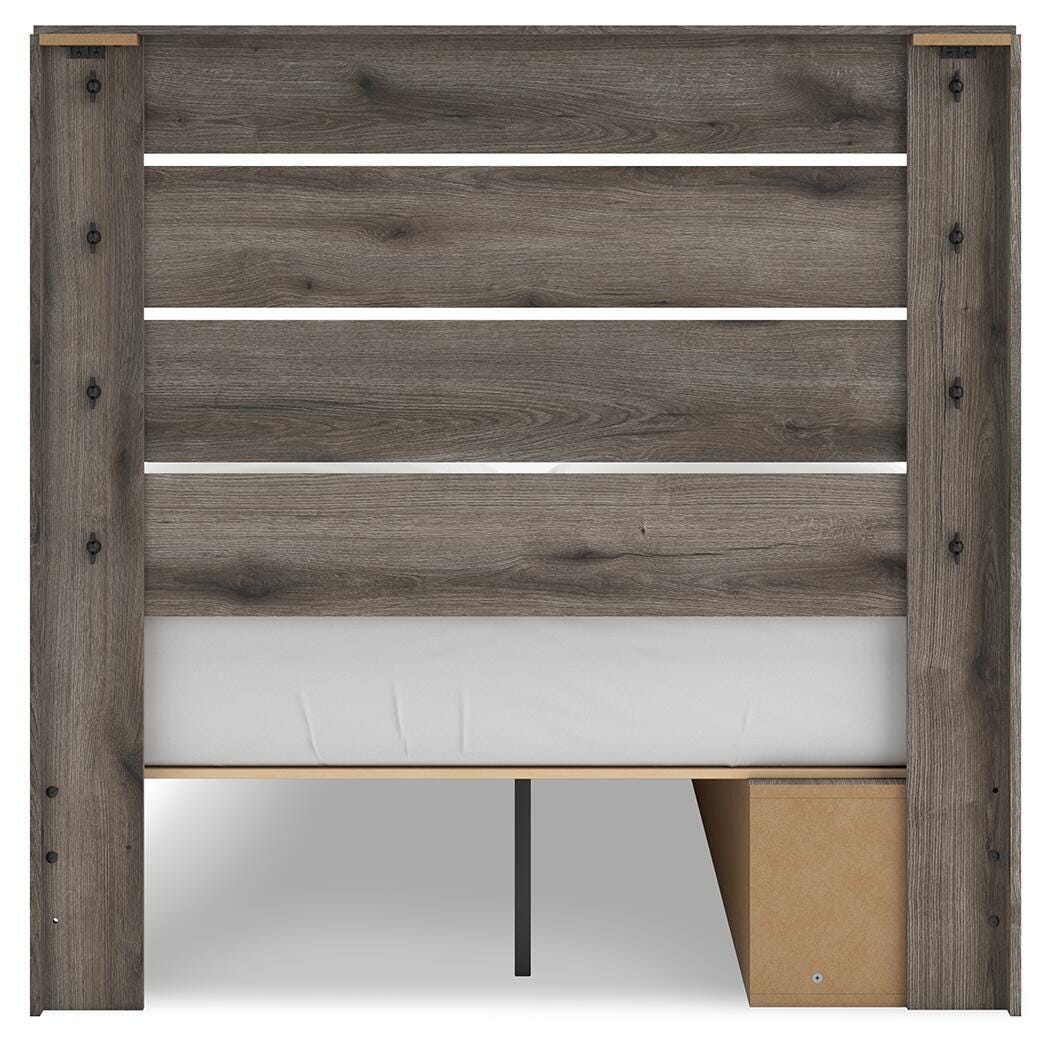 Graystorm Panel Storage Bed, Dresser, Mirror and 2 Nightstands