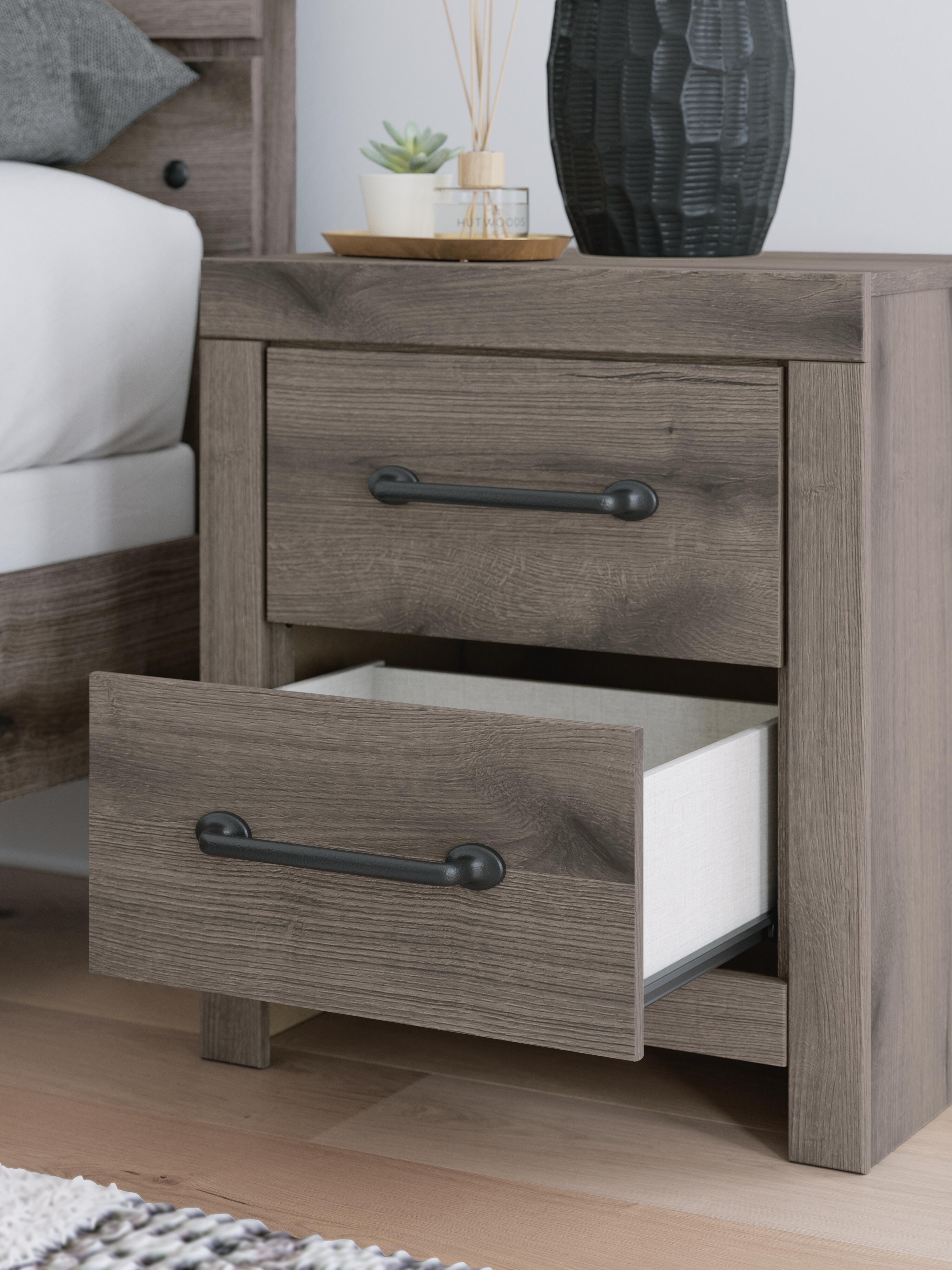 Graystorm Panel Bed with Storage, Dresser, Mirror and 2 Nightstands
