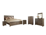 Juararo Panel Bed with Mirrored Dresser, Chest and 2 Nightstands
