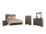 Juararo Panel Headboard with Mirrored Dresser, Chest and Nightstand