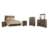 Juararo Panel Headboard with Mirrored Dresser, Chest and 2 Nightstands