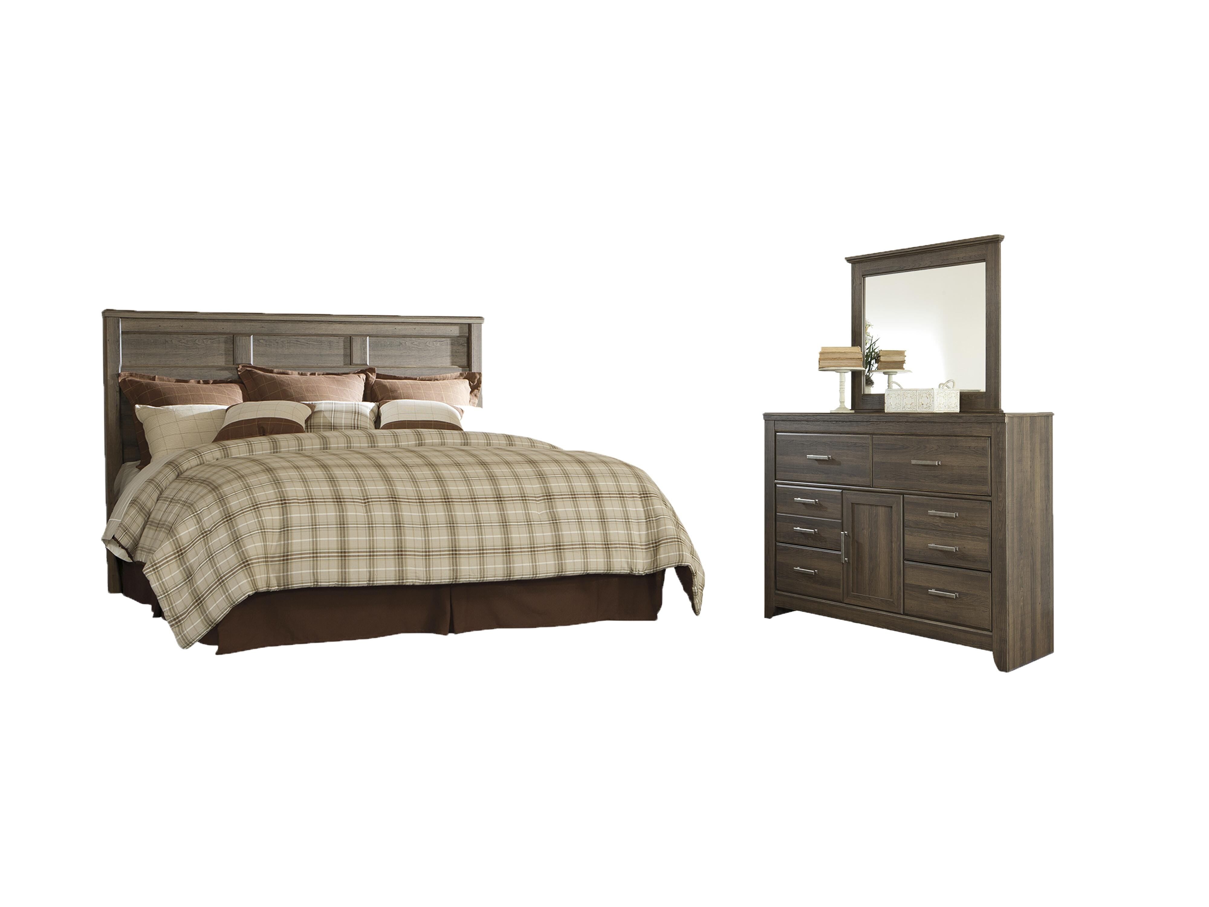 Juararo Panel Headboard with Mirrored Dresser