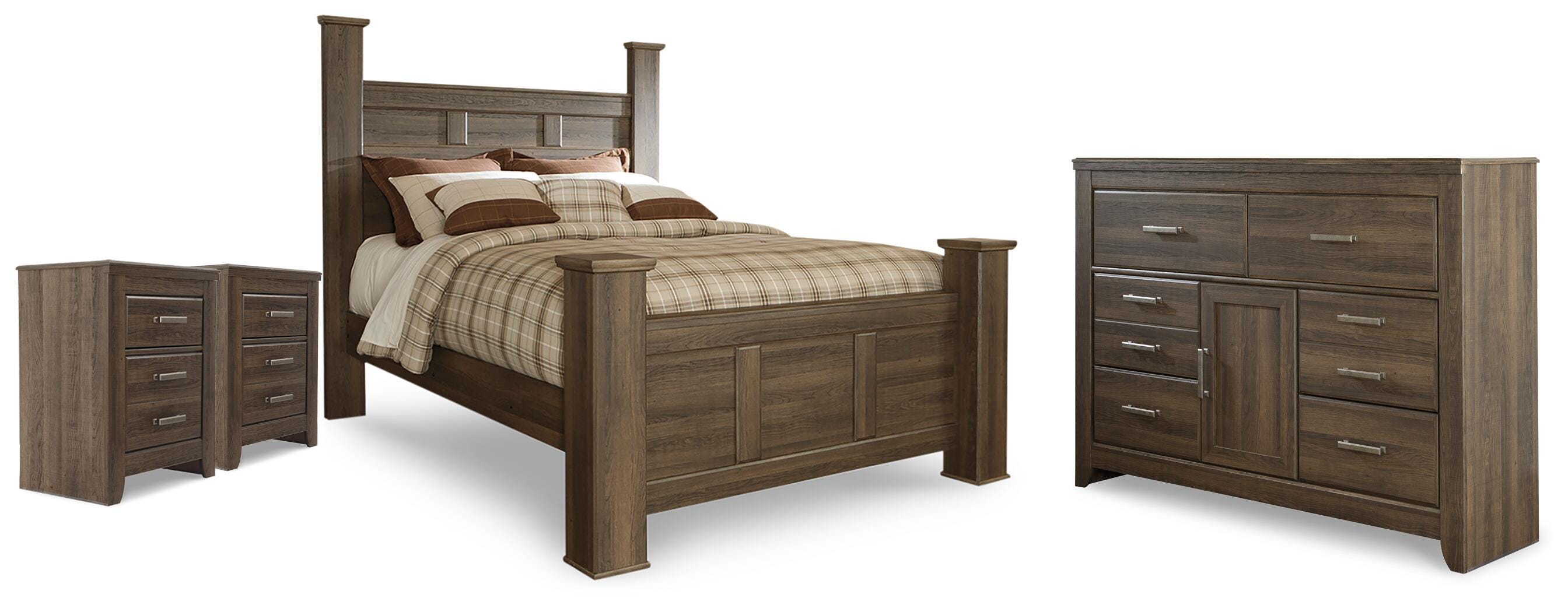 Juararo Poster Bed, Dresser and 2 Nightstands