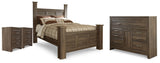 Juararo Poster Bed, Dresser and 2 Nightstands