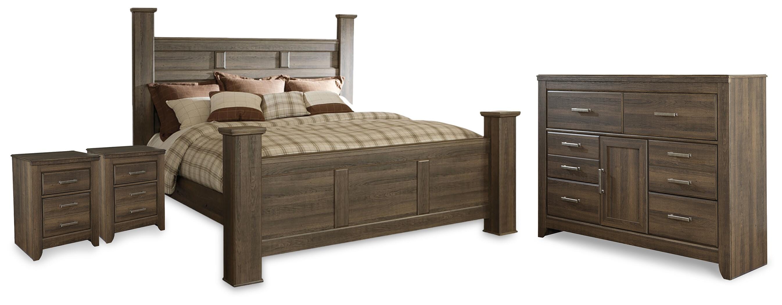 Juararo Poster Bed, Dresser and 2 Nightstands